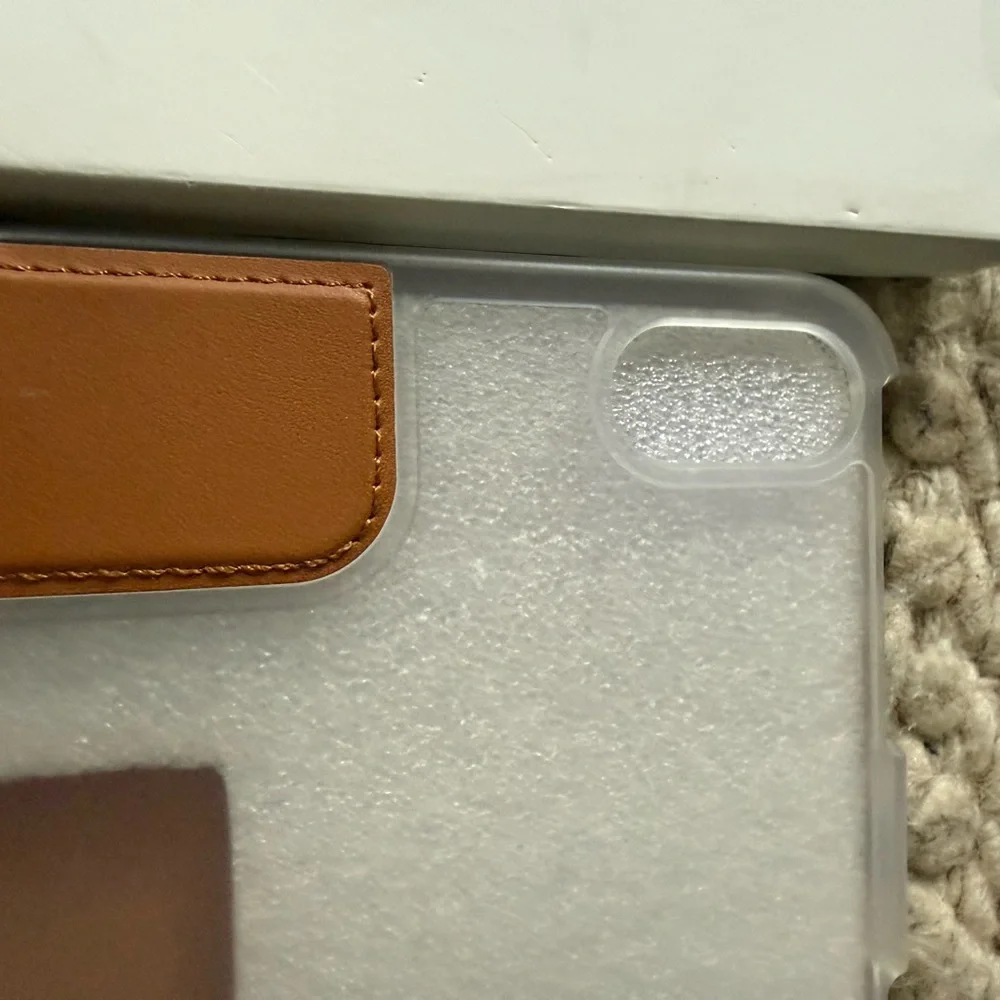 Heyday Tan Tablet Case for iPad Mini 6 trifold stand, faux, leather gold closure